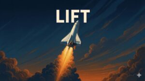 rocket with V10 logo lifting off