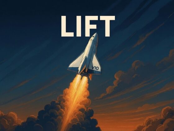 rocket with V10 logo lifting off